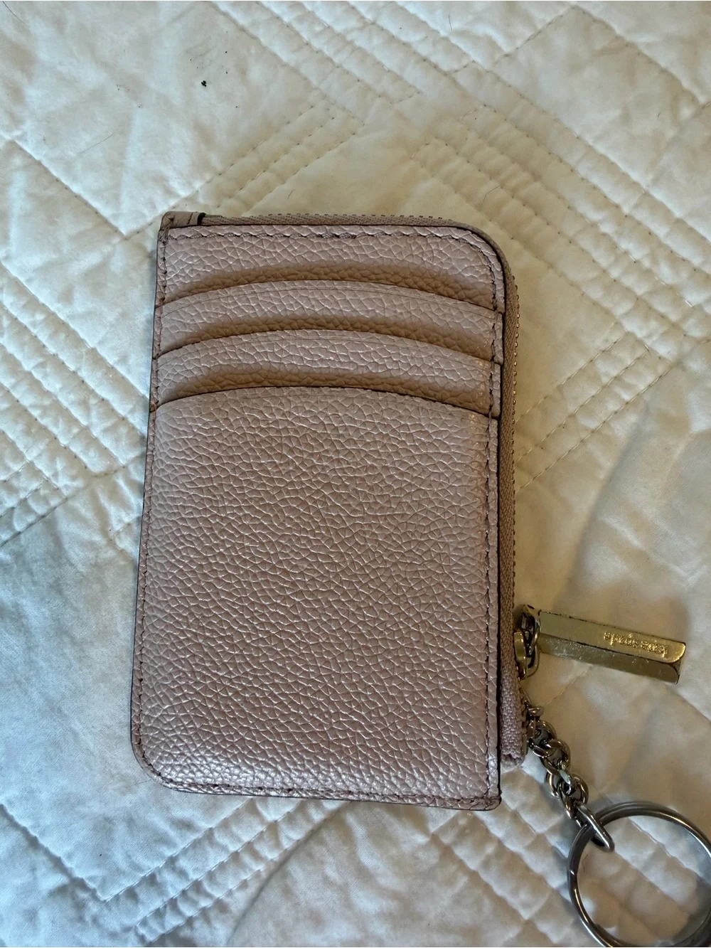 kate spade blush pink leather card holder/coin purse with keyring